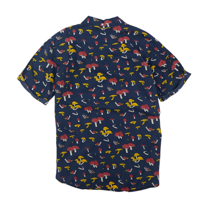 Navy Print Short Sleeve Button Down