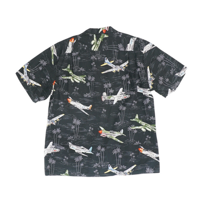 Vintage Black Tropical Short Sleeve Button Down