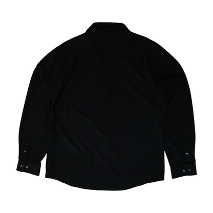 Black Solid Long Sleeve Button Down