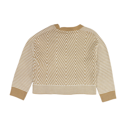 Tan Chevron Pullover Sweater