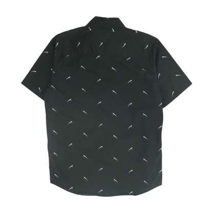 Black Print Short Sleeve Button Down