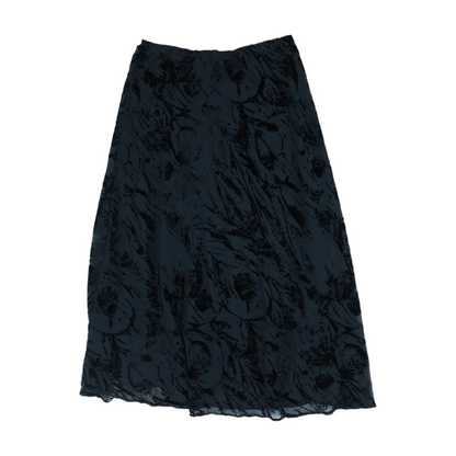 Black Print Midi Skirt