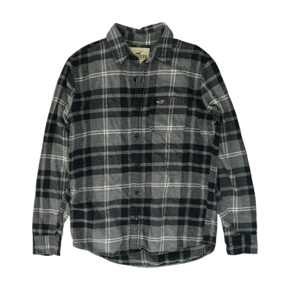Gray Plaid Flannel Button Down