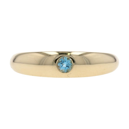 1/8 Ct 14K Gold Flush Set Round Blue Topaz Stackable Ring