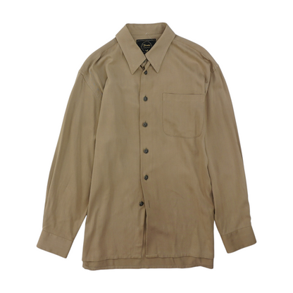 Brown Solid Long Sleeve Button Down