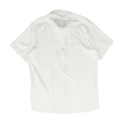 White Solid Short Sleeve Button Down