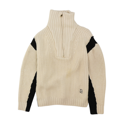Cream Color Block 1/4 Zip Sweater