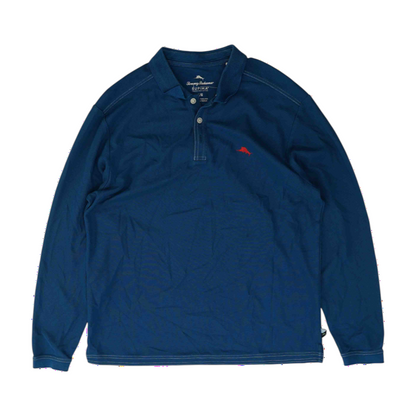 Teal Solid Long Sleeve Polo