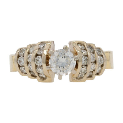 1 Ct 14K Gold Round Center Diamond Vintage Engagement Style Ring