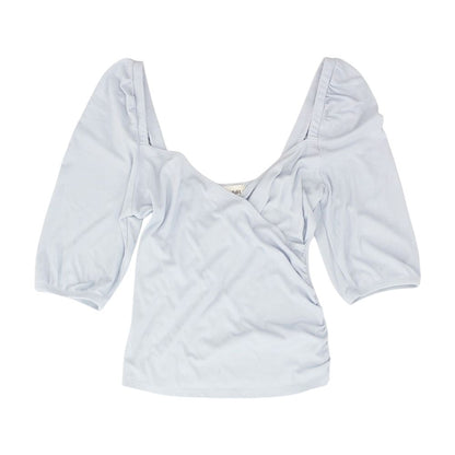 Blue Solid Long Sleeve Blouse