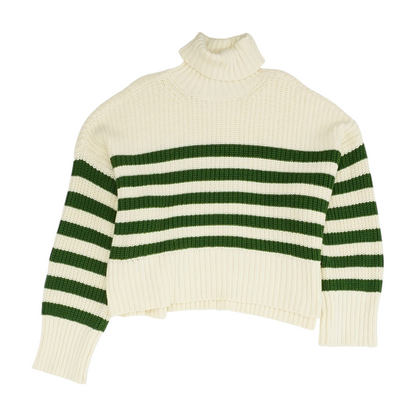 Cream Striped Pullover Sweater