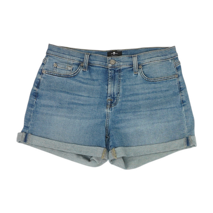 Blue Solid Denim Shorts