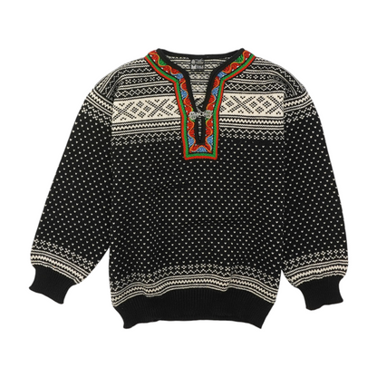 Black Print Pullover Sweater