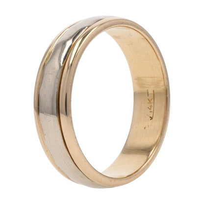 14K Two Tone Gold Polished Grooved Band
