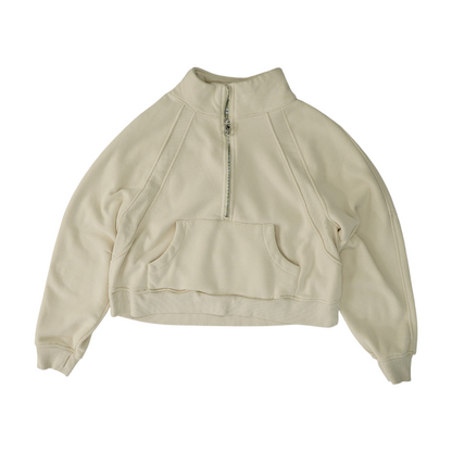 Beige Solid 1/4 Zip Pullover
