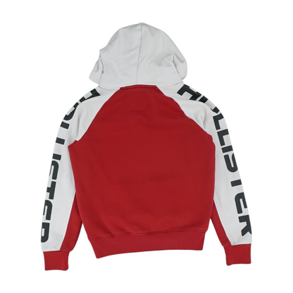 Red Color Block Hoodie Pullover