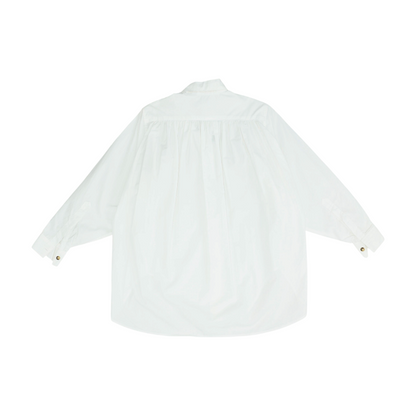 White Solid Long Sleeve Button Down