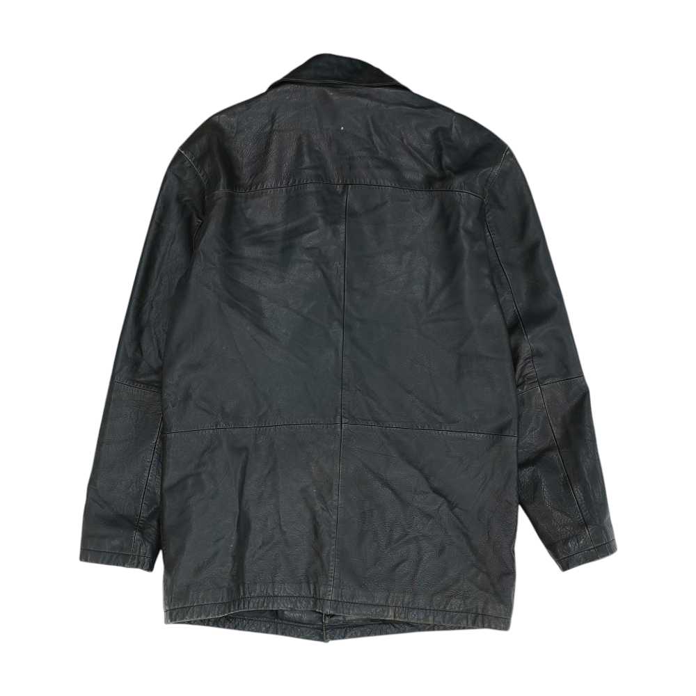 Black Solid Leather Jacket