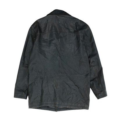 Black Solid Leather Jacket