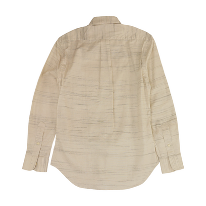 Beige Striped Long Sleeve Button Down