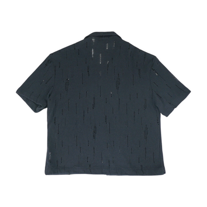Black Solid Short Sleeve Button Down