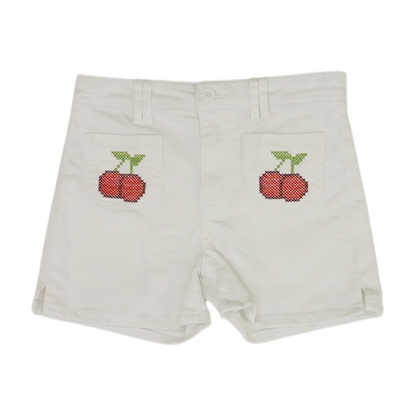 White Solid Denim Shorts