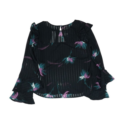 Black Graphic Long Sleeve Blouse