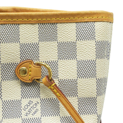 Cream Never full in Damier Azur Canvas Handbag