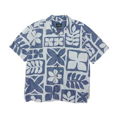 Blue Abstract Short Sleeve Button Down