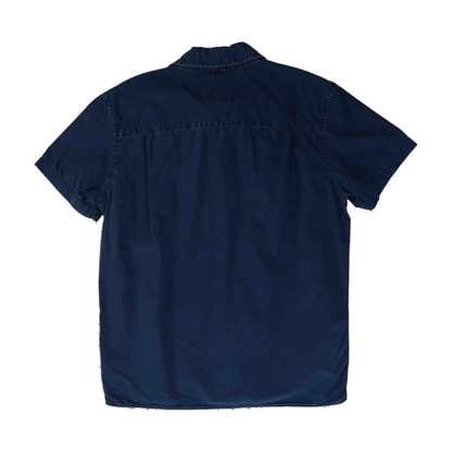 Navy Solid Short Sleeve Button Down