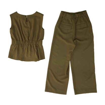 Olive Solid Pant Set