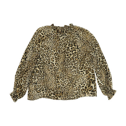 Brown Animal Print Long Sleeve Blouse