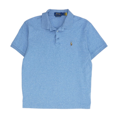 Blue Solid Short Sleeve Polo