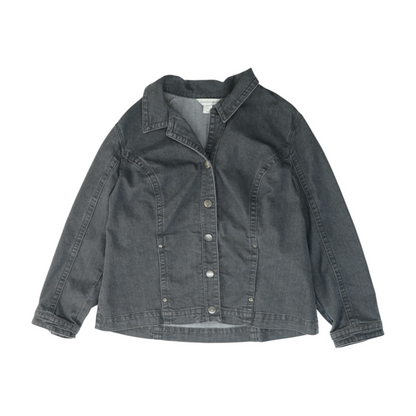 Gray Solid Denim Jacket