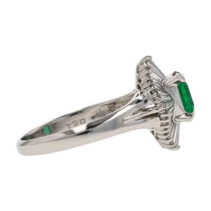 1 1/3 ctw  Platinum Emerald Statement Ring