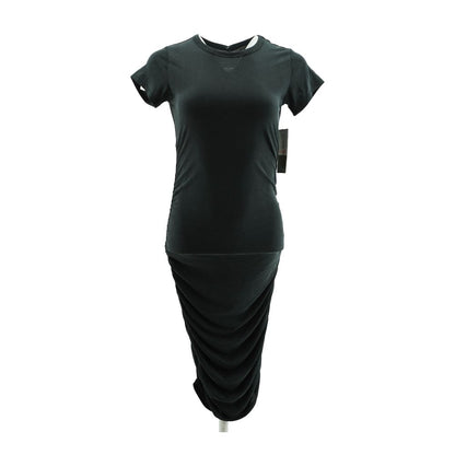Black Solid Midi Dress
