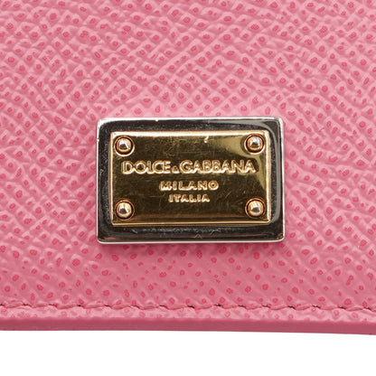 Pink Leather Card Holder with Tag