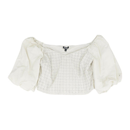 Beige Eyelet 3/4 Sleeve Blouse