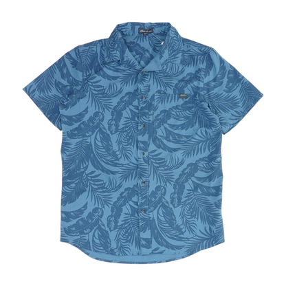 Blue Floral Short Sleeve Button Down