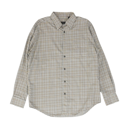Beige Check Long Sleeve Button Down