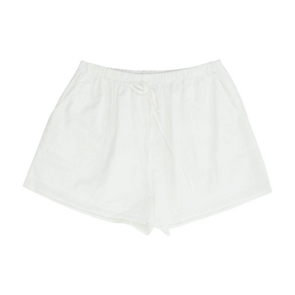 White Solid Knit Shorts