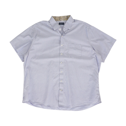 Blue Solid Short Sleeve Button Down