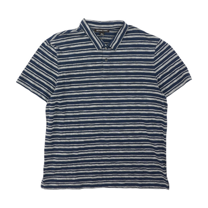 Navy Striped Short Sleeve Polo