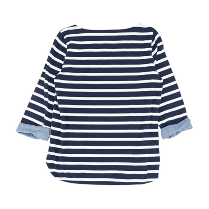 Navy Petite Striped Blouse