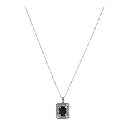 1 3/8 ctw 14K White Gold Sapphire Pendant Necklace