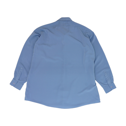 Blue Solid Long Sleeve Button Down