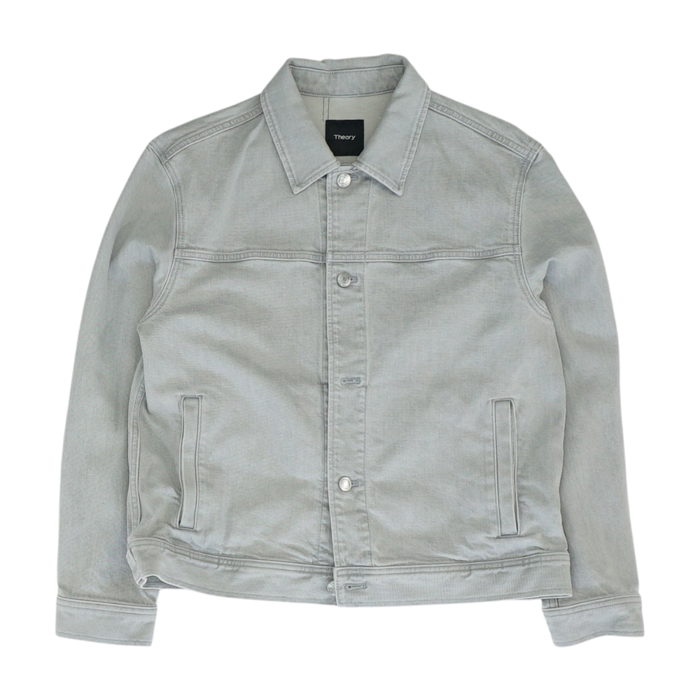 Gray Solid Denim Jacket