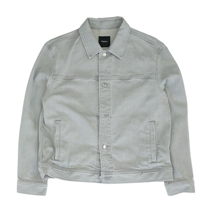 Gray Solid Denim Jacket
