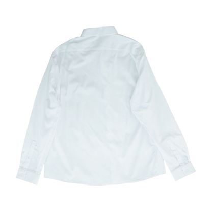 White Solid Long Sleeve Button Down