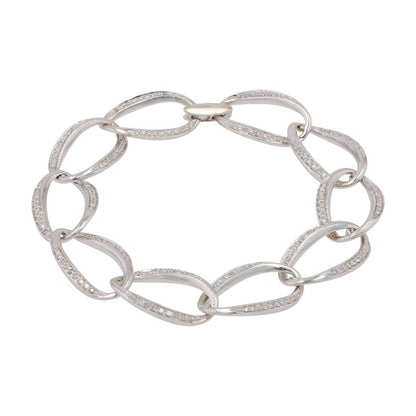 1/2 Ct 14K White Gold Diamond Accented Oval Link Bracelet